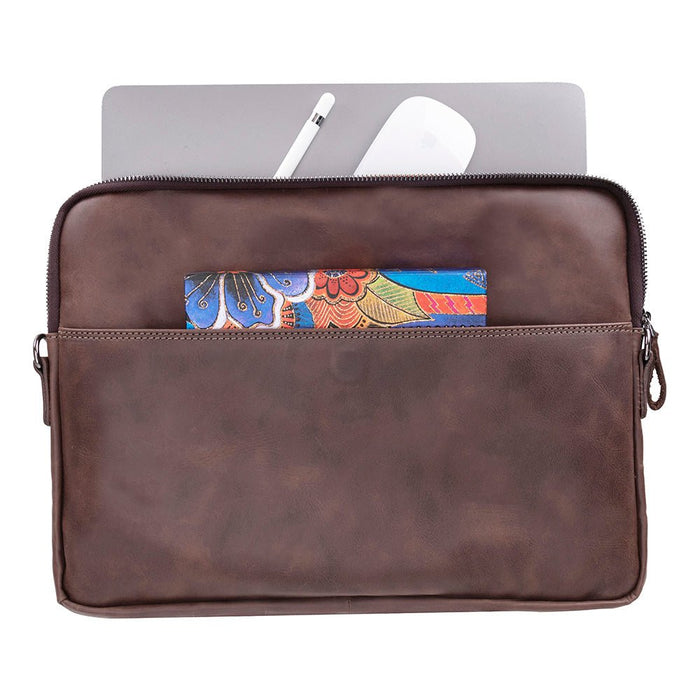 Leeds Slim Leather Laptop / Tablet Sleeve, Dark Brown - BlackBrook Case