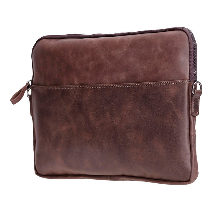 Leeds Slim Leather Laptop / Tablet Sleeve, Dark Brown - BlackBrook Case