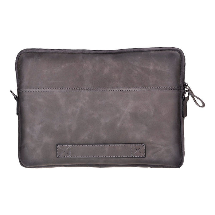 Leeds Slim Leather Laptop / Tablet Sleeve, Gray - BlackBrook Case