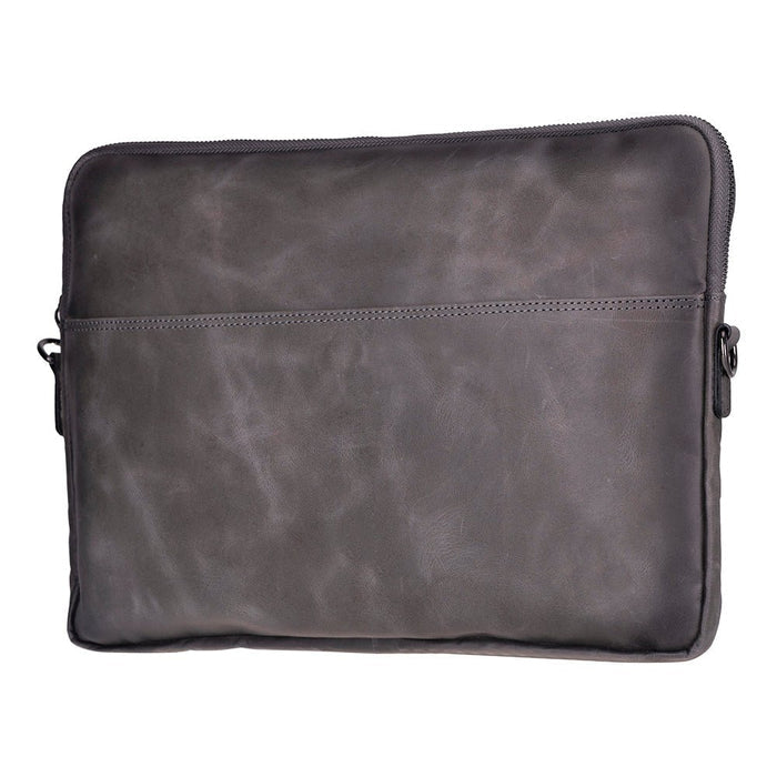 Leeds Slim Leather Laptop / Tablet Sleeve, Gray - BlackBrook Case