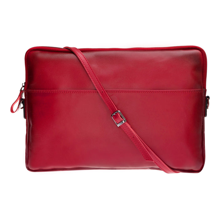Leeds Slim Leather Laptop / Tablet Sleeve, Red - BlackBrook Case