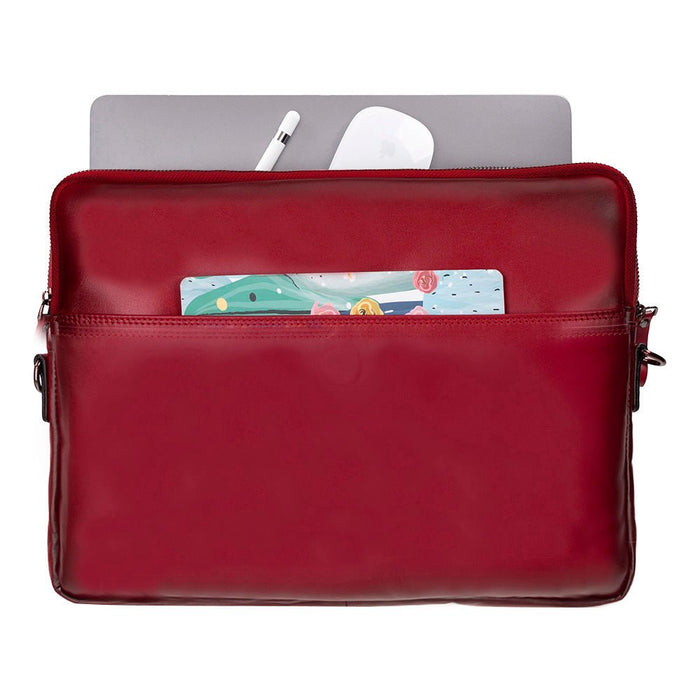 Leeds Slim Leather Laptop / Tablet Sleeve, Red - BlackBrook Case