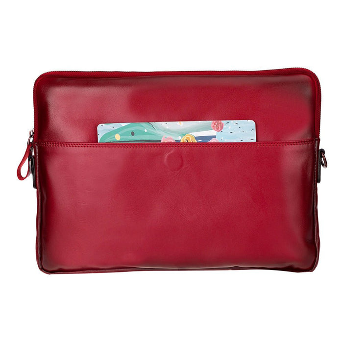 Leeds Slim Leather Laptop / Tablet Sleeve, Red - BlackBrook Case