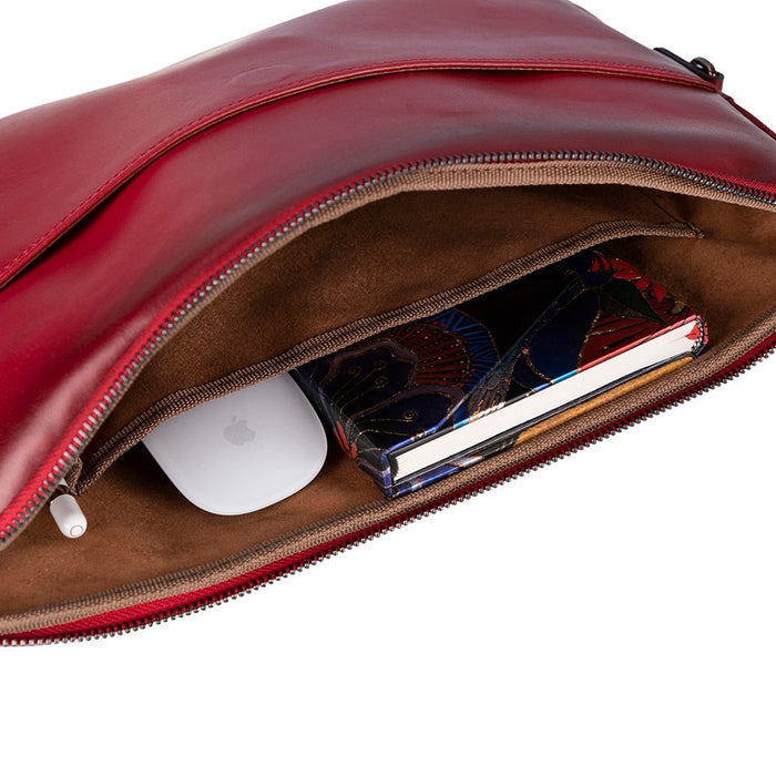 Leeds Slim Leather Laptop / Tablet Sleeve, Red - BlackBrook Case
