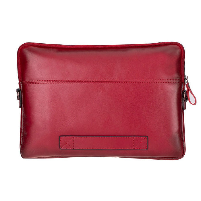 Leeds Slim Leather Laptop / Tablet Sleeve, Red - BlackBrook Case