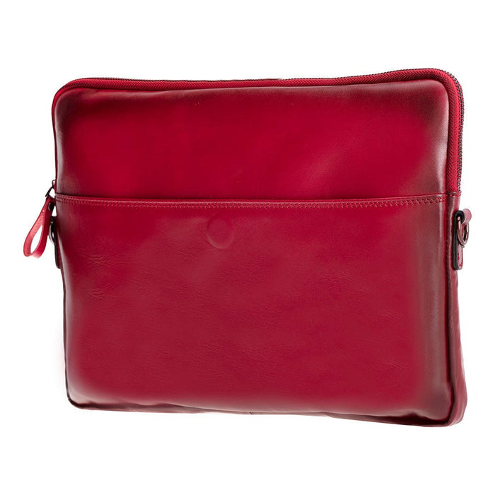 Leeds Slim Leather Laptop / Tablet Sleeve, Red - BlackBrook Case