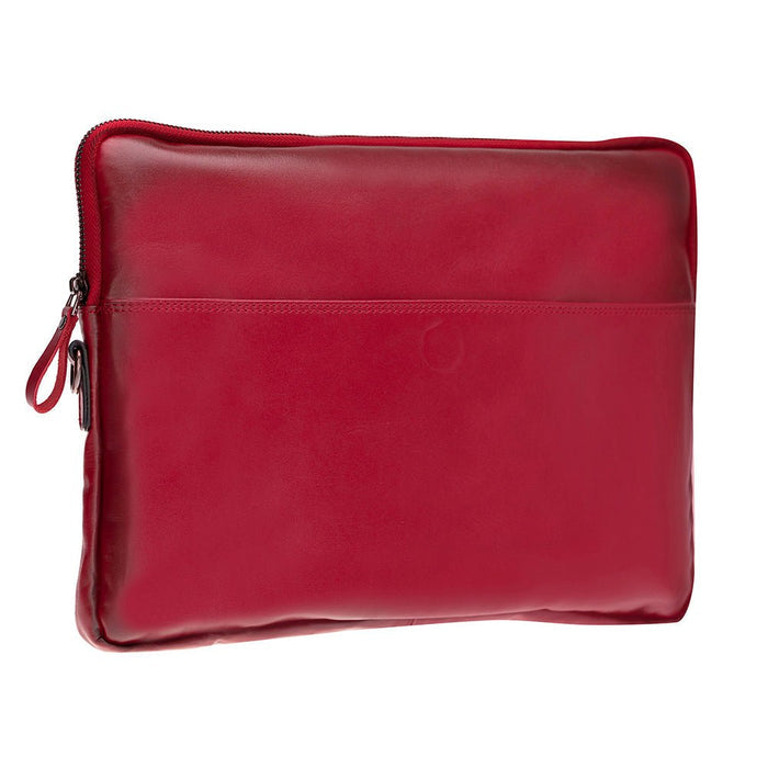 Leeds Slim Leather Laptop / Tablet Sleeve, Red - BlackBrook Case