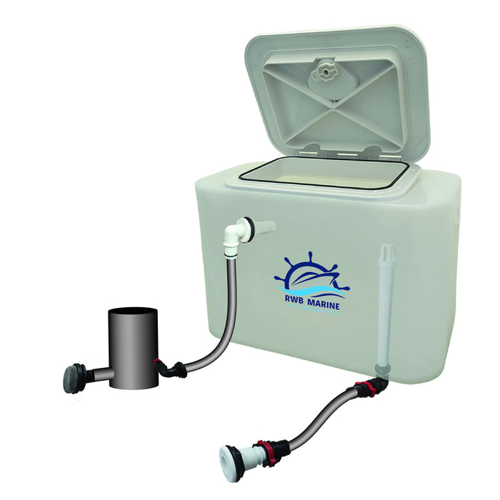 Live Bait Tank, 30 Litre With Flowrite Fittings, No Pump C/W White Hatch - Bosuns Boat