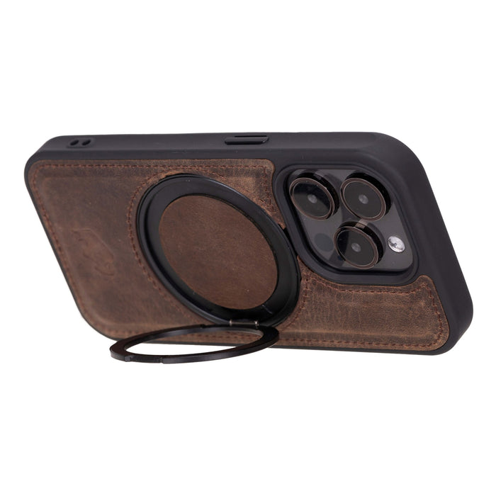 Loop Leather Snap-On Case – iPhone 15 Pro, Distressed Coffee - BlackBrook Case
