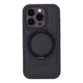 Loop Leather iPhone 15 Pro MagSafe Case with Grip Strap, Pebble Black - BlackBrook Case