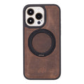 Loop Leather iPhone 15 Pro Max MagSafe Case with Grip Strap, Distressed Coffee - BlackBrook Case