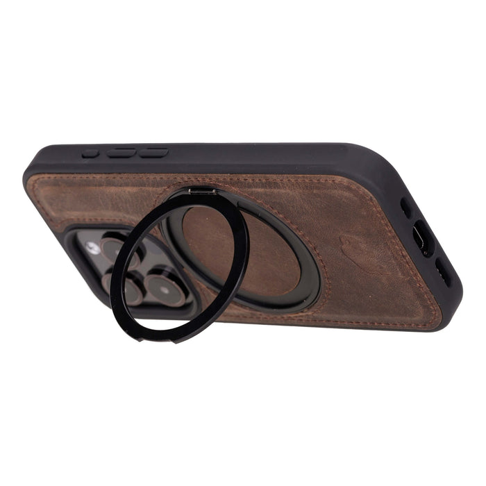 Loop Leather Snap-On Case – iPhone 15 Pro, Distressed Coffee - BlackBrook Case