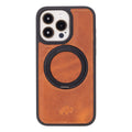 Loop Leather iPhone 15 Pro Max MagSafe Case with Grip Strap, Golden Brown - BlackBrook Case