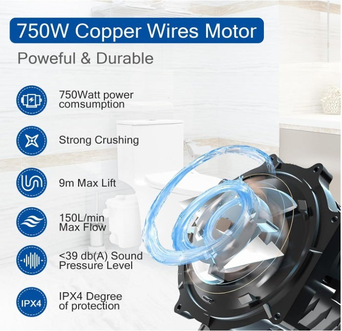 Macerator Pump 750W Sewerage Waste Pump 4 Inlet 2 Outlet Bathroom-236