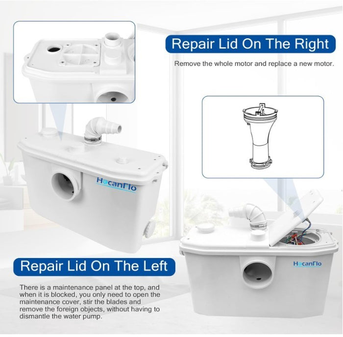 Macerator Pump 750W Sewerage Waste Pump 4 Inlet 2 Outlet Bathroom-236