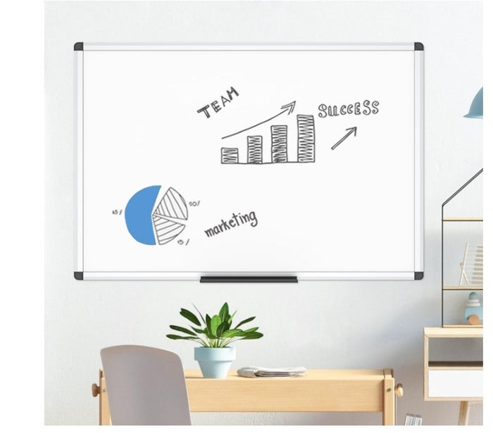 Magnetic Whiteboard 120x90cm Dry Erase Board Aluminium Frame with Pen Tray-60