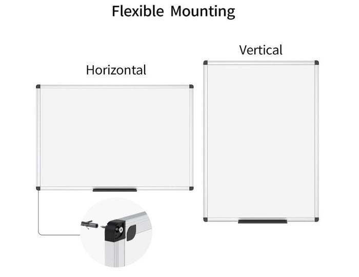 Magnetic Whiteboard 120x90cm Dry Erase Board Aluminium Frame with Pen Tray-60