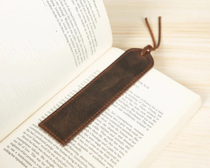 Markora Stitched Leather Bookmark, Coffee - BlackBrook Case