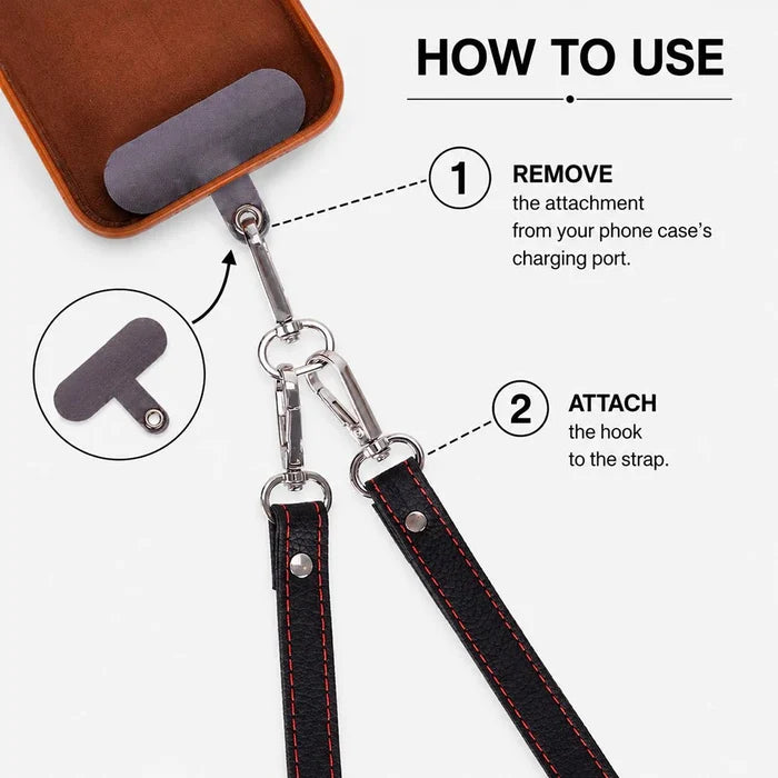 Marlow PU Leather Phone Strap & Wallet Set, Black - BlackBrook Case