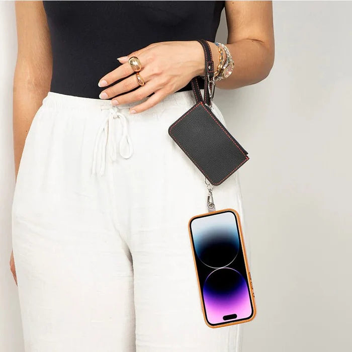 Marlow PU Leather Phone Strap & Wallet Set, Black - BlackBrook Case