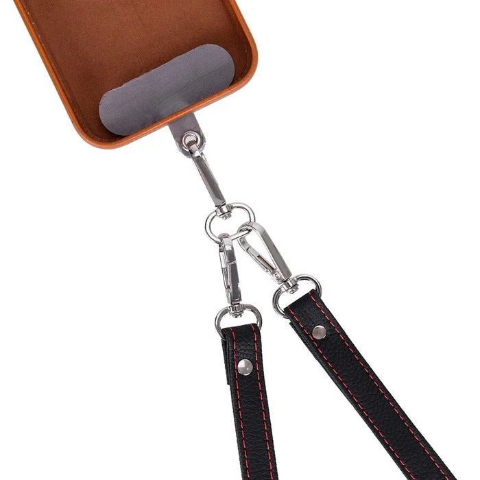 Marlow PU Leather Phone Strap & Wallet Set, Black - BlackBrook Case