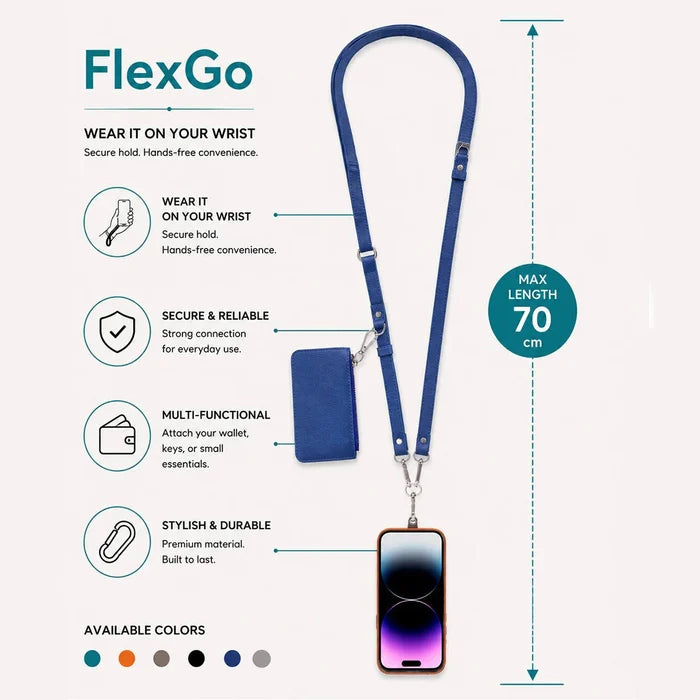 Marlow PU Leather Phone Strap & Wallet Set, Blue - BlackBrook Case