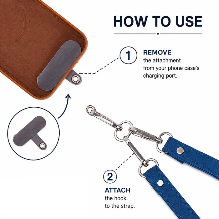 Marlow PU Leather Phone Strap & Wallet Set, Blue - BlackBrook Case