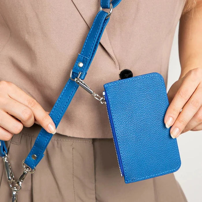 Marlow PU Leather Phone Strap & Wallet Set, Blue - BlackBrook Case
