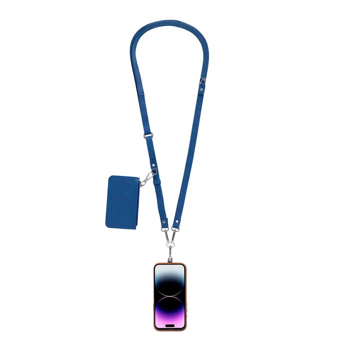 Marlow PU Leather Phone Strap & Wallet Set, Blue - BlackBrook Case