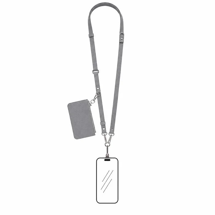 Marlow PU Leather Phone Strap & Wallet Set, Gray - BlackBrook Case