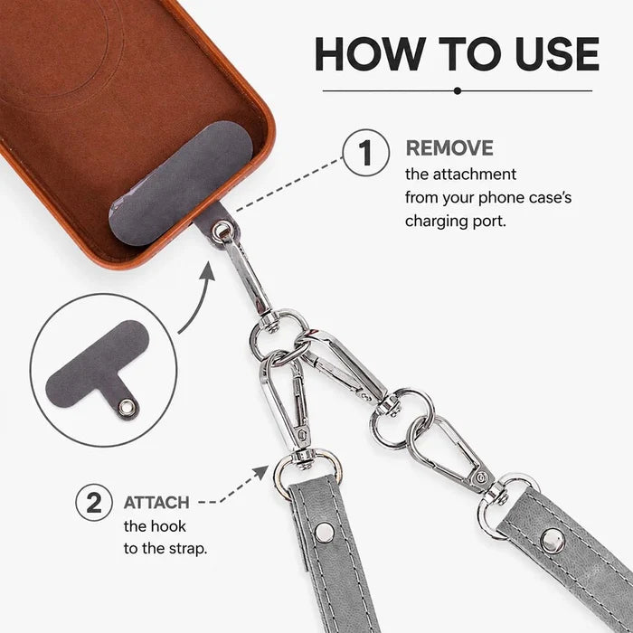 Marlow PU Leather Phone Strap & Wallet Set, Gray - BlackBrook Case