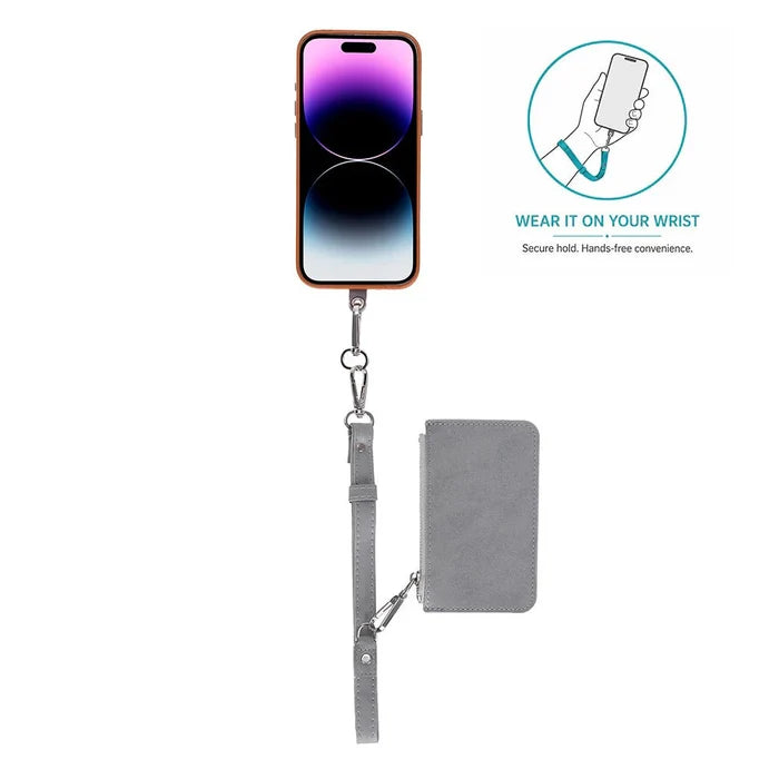 Marlow PU Leather Phone Strap & Wallet Set, Gray - BlackBrook Case
