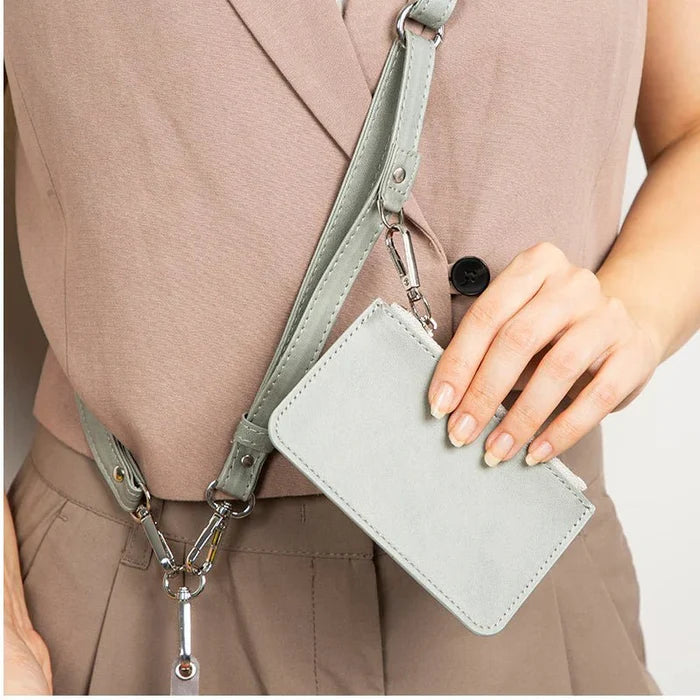 Marlow PU Leather Phone Strap & Wallet Set, Gray - BlackBrook Case