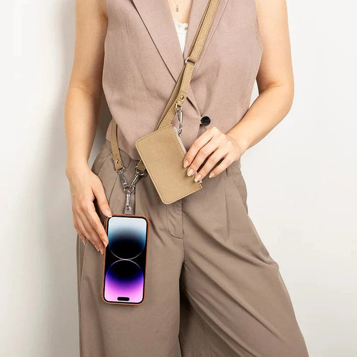 Marlow PU Leather Phone Strap & Wallet Set, Mink - BlackBrook Case