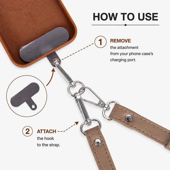 Marlow PU Leather Phone Strap & Wallet Set, Mink - BlackBrook Case