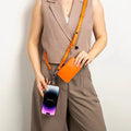 Marlow PU Leather Phone Strap & Wallet Set, Orange - BlackBrook Case