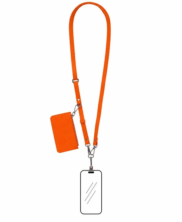 Marlow PU Leather Phone Strap & Wallet Set, Orange - BlackBrook Case