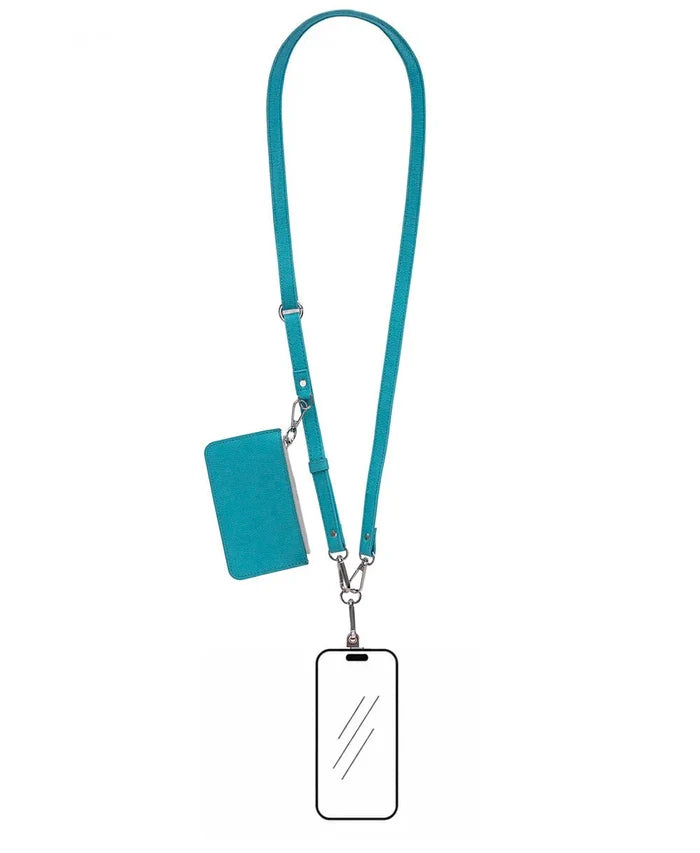 Marlow PU Leather Phone Strap & Wallet Set, Turquoise - BlackBrook Case