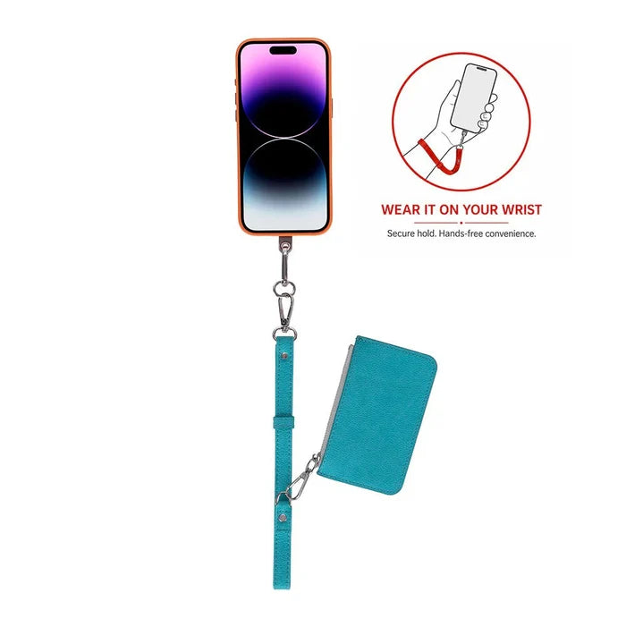 Marlow PU Leather Phone Strap & Wallet Set, Turquoise - BlackBrook Case