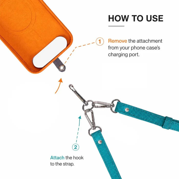 Marlow PU Leather Phone Strap & Wallet Set, Turquoise - BlackBrook Case