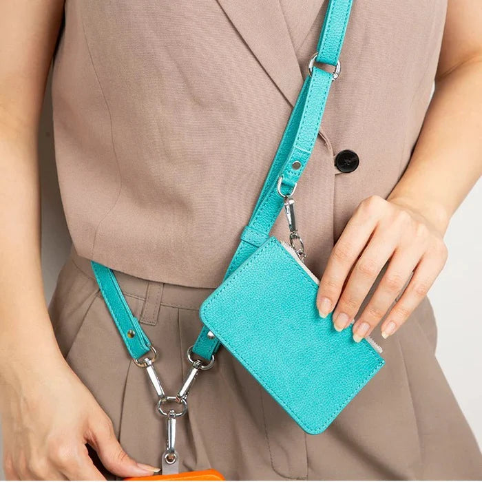 Marlow PU Leather Phone Strap & Wallet Set, Turquoise - BlackBrook Case