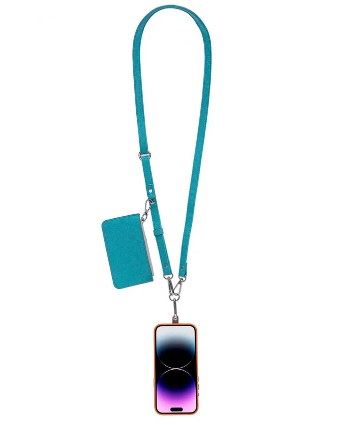Marlow PU Leather Phone Strap & Wallet Set, Turquoise - BlackBrook Case