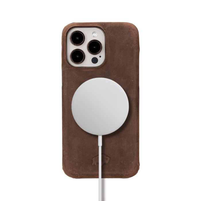 Mason Full-Grain Leather MagSafe Case – iPhone 15 Pro, Distressed Coffee - BlackBrook Case