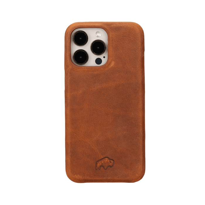 Mason Full-Grain Leather MagSafe Case – iPhone 15 Pro, Golden Brown - BlackBrook Case