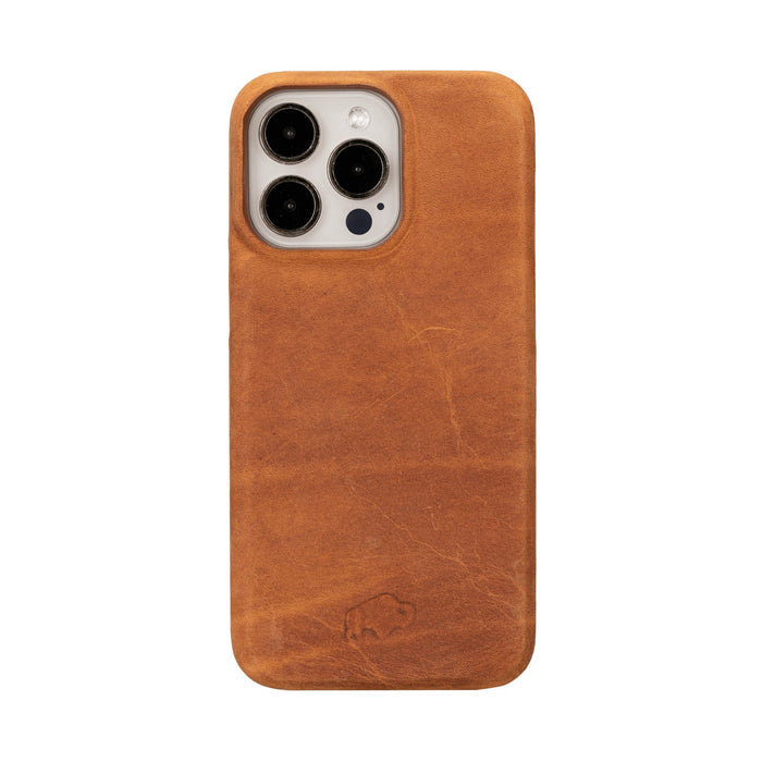 Mason Leather iPhone 15 Pro MagSafe Case, Golden Brown - BlackBrook Case