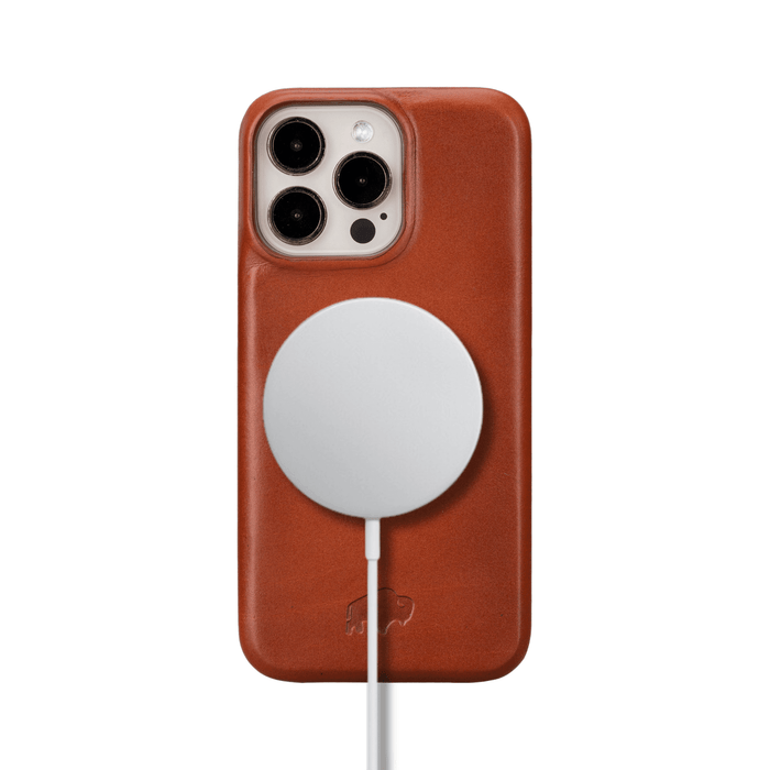 Mason Full-Grain Leather MagSafe Case – iPhone 15 Pro, Burnished Tan - BlackBrook Case