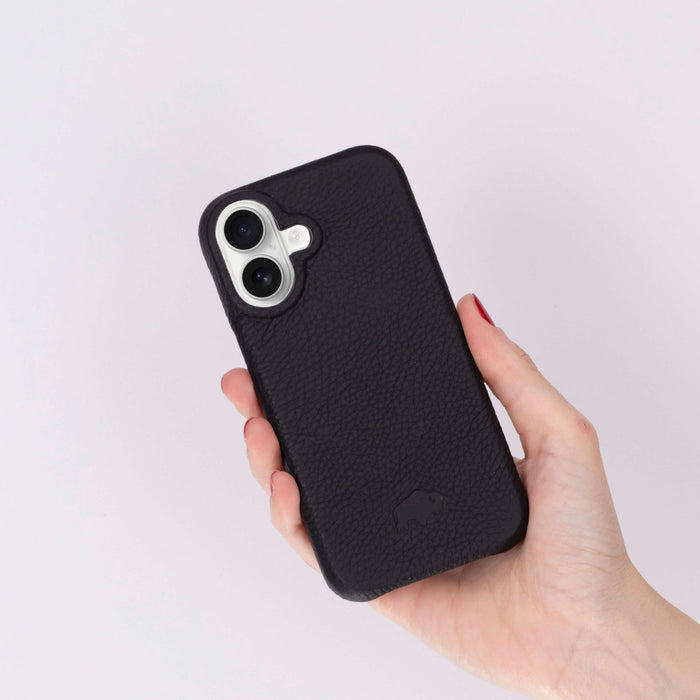 Mason Leather iPhone 16 MagSafe Case, Pebble Black - BlackBrook Case