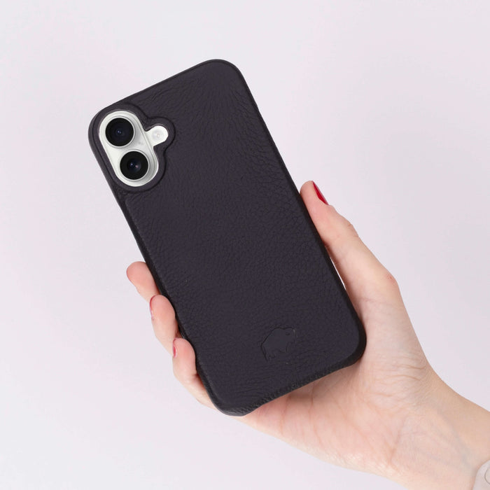 Mason Leather iPhone 16 Plus MagSafe Case, Pebble Black - BlackBrook Case