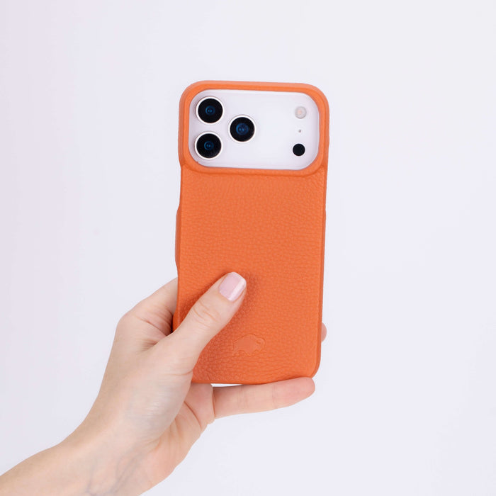 Mason Leather iPhone 18 Pro MagSafe Case, Pebble Orange - BlackBrook Case