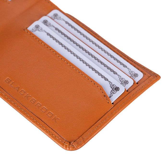 Merlin Full‑Grain Leather Bifold Wallet, Burnished Tan - BlackBrook Case